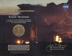 NASA Certificate of Appreciation