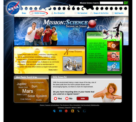 NASA SMD Teen Site Concept homepage.